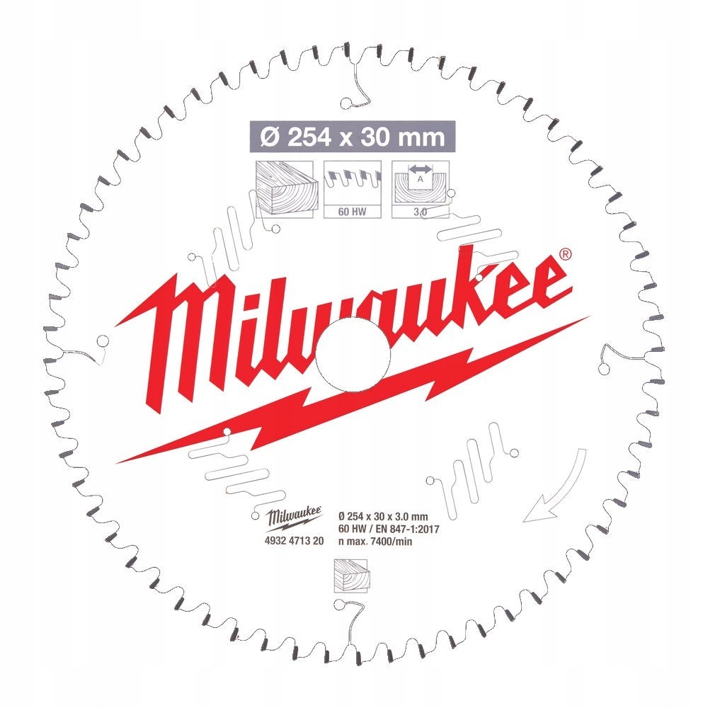 MILWAUKEE TARCZA PILARSKA DO DREWNA 254 x 30MM 60Z