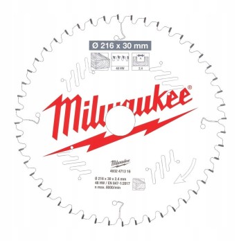 MILWAUKEE TARCZA DO DREWNA 216 x 30 MM 48 Z