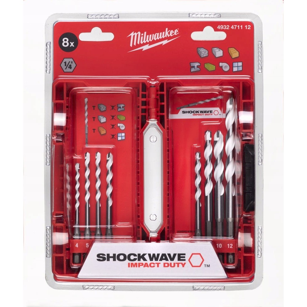 MILWAUKEE ZESTAW WIERTEŁ UNIWERSALNYCH 4-12MM- 8 SZT.