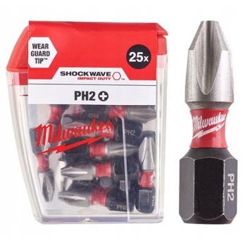 MILWAUKEE BITY PHILLIPS PH2 x 25mm 25szt KOŃCOWKI