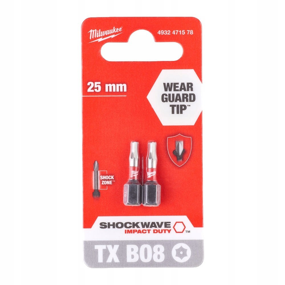 MILWAUKEE BITY UDAROWE TORX TX BO8 25MM - 2 SZT