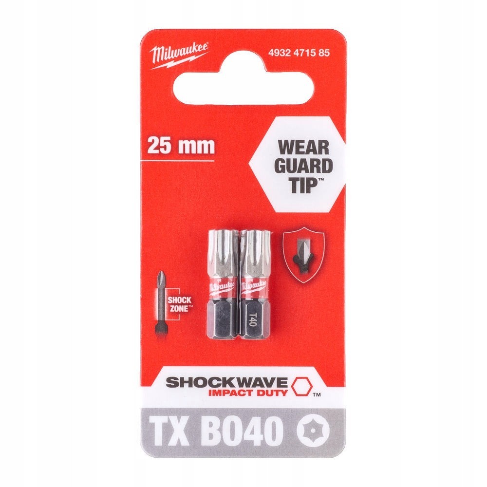 MILWAUKEE BITY UDAROWE TORX TX BO40 25MM - 2 SZT