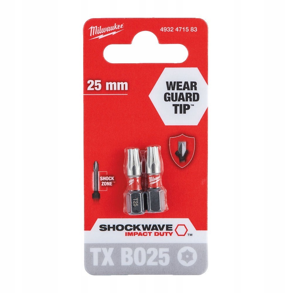 MILWAUKEE BITY UDAROWE TORX TX BO25 x 25MM - 2 SZT