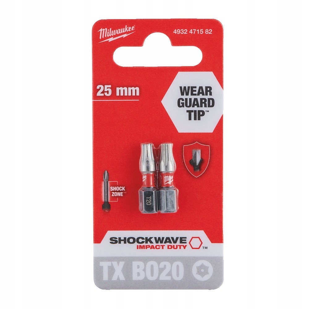 MILWAUKEE BITY UDAROWE TORX TX BO20 25MM - 2 SZT