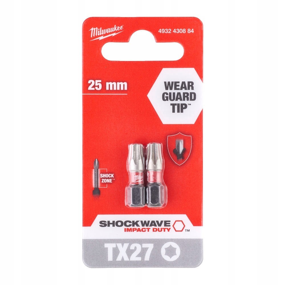 MILWAUKEE BITY UDAROWE SHOCKWAVE TX27 25MM - 2 SZT