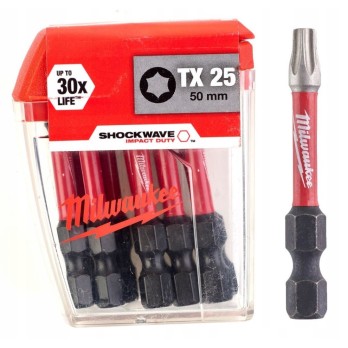 MILWAUKEE BIT UDAROWY SHOCKWAVE TX25 50MM - 10 SZT