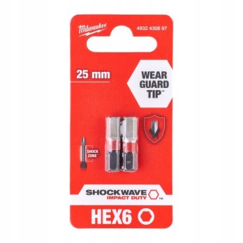 MILWAUKEE BITY UDAROWE SHOCKWAVE HEX 6MM 2 SZT