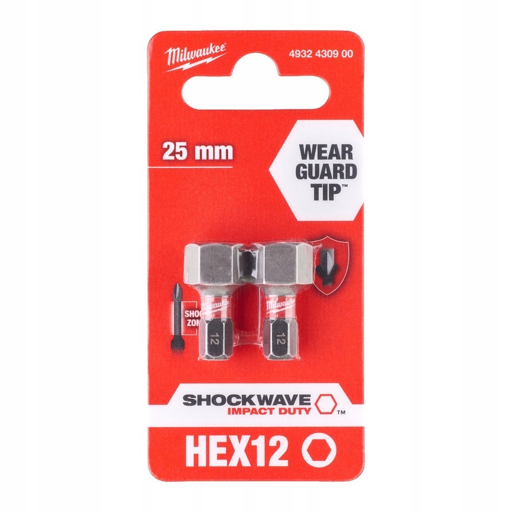 MILWAUKEE BITY UDAROWE SHOCKWAVE HEX 12MM 2 SZT