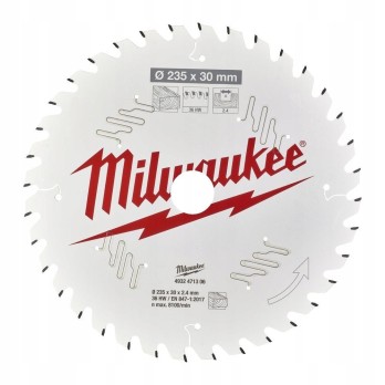 MILWAUKEE TARCZA PILARSKA DO DREWNA 235 x 30MM 36 ZĘBY