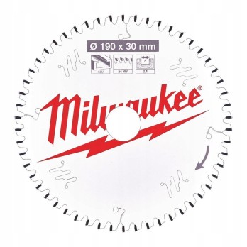 MILWAUKEE TARCZA TNĄCA DO ALUMINIUM 190 x 30MM 54 ZĘBY