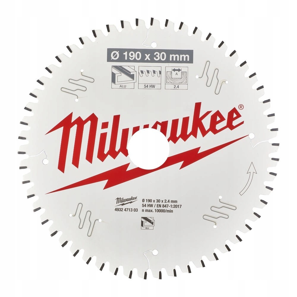MILWAUKEE TARCZA TNĄCA DO ALUMINIUM 190 x 30MM 54 ZĘBY