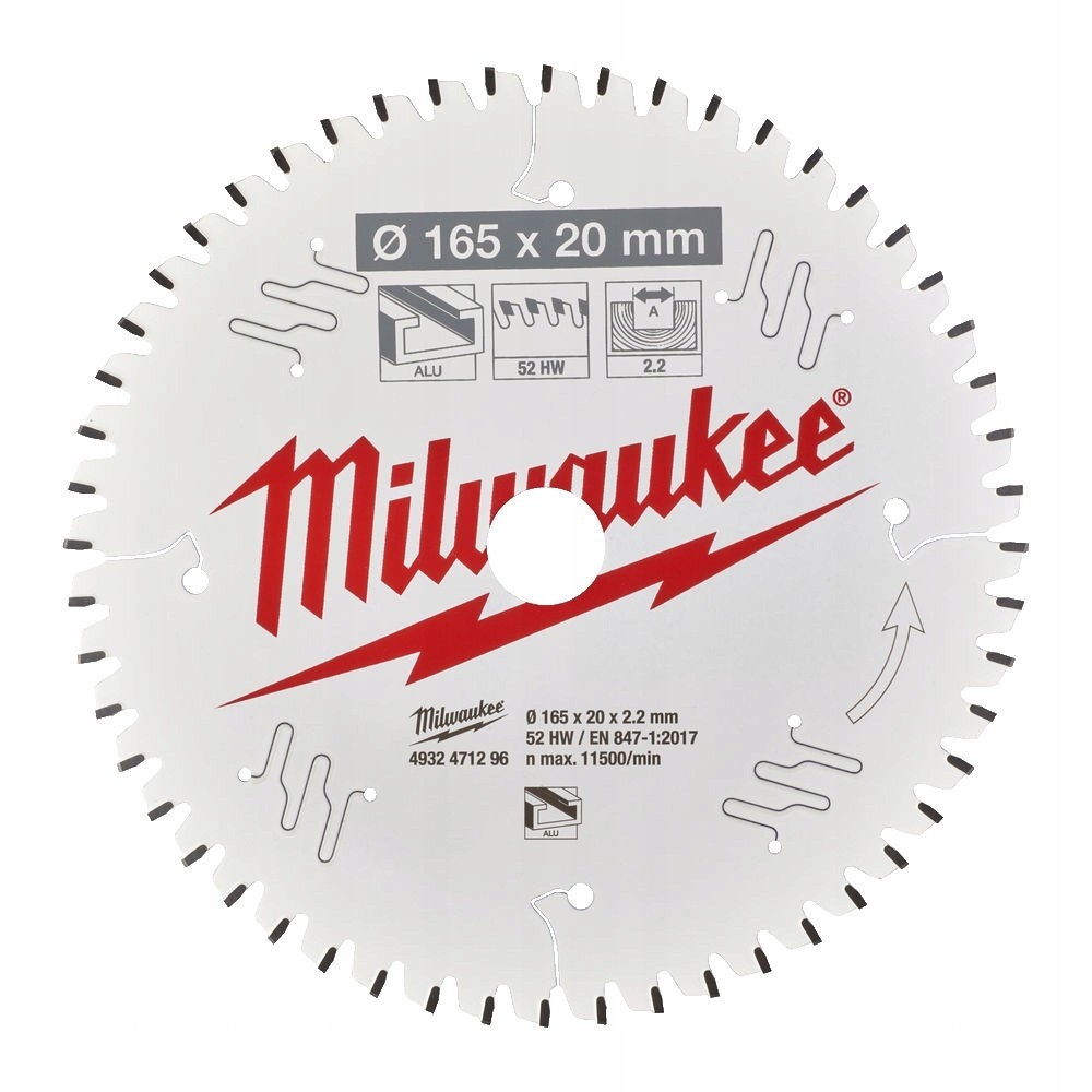 MILWAUKEE TARCZA TNĄCA DO ALUMINIUM 165 x 20MM 48Z