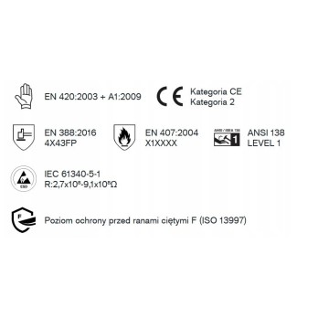 GUIDE RĘKAWICE ROBOCZE ANTYPRZECIĘCIOWE WZMACNIANE NITRYL ROZMIAR 8