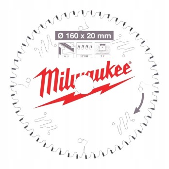 MILWAUKEE TARCZA TNĄCA DO ALUMINIUM 160 x 20MM 52Z