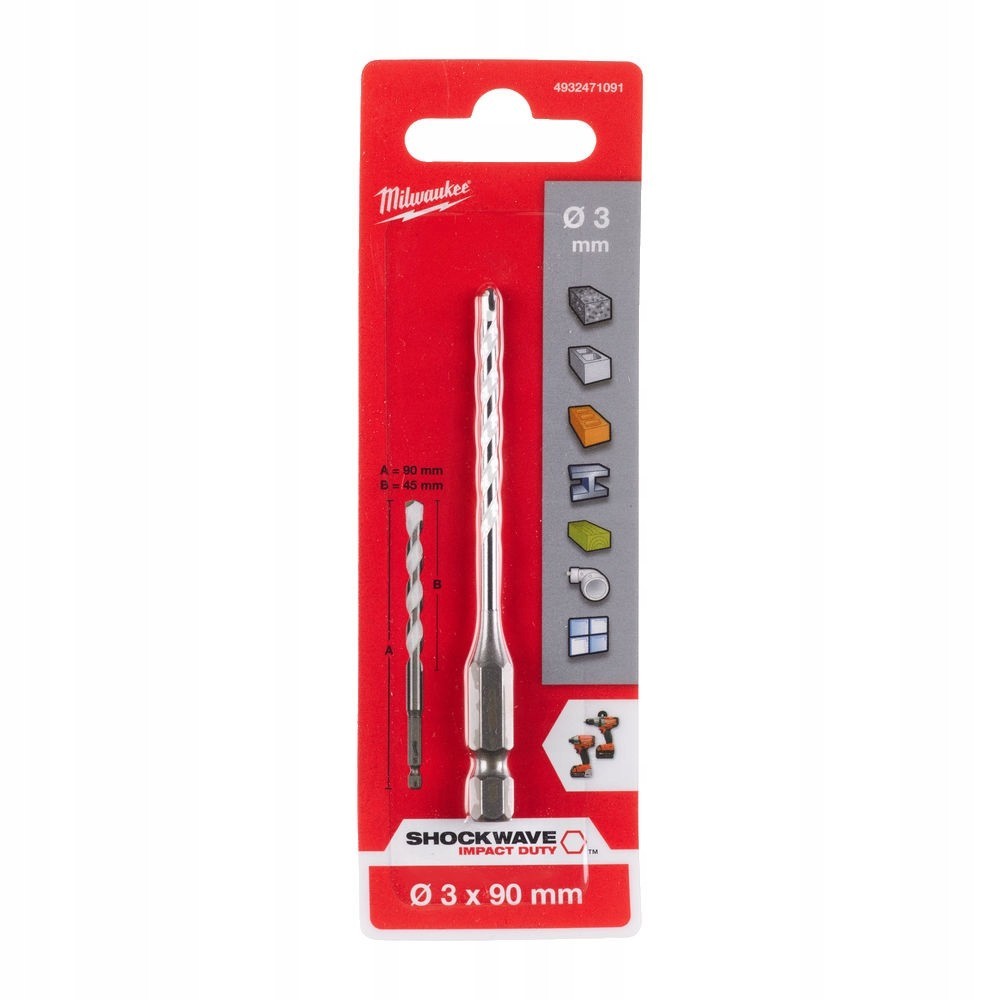 MILWAUKEE WIERTŁO UNIWERSALNE 3 MM x 90 MM