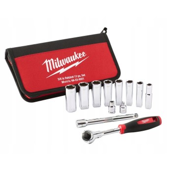 MILWAUKEE ZESTAW NASADEK 10-19MM Z GRZECHOTKĄ 3/8- 12 SZT.