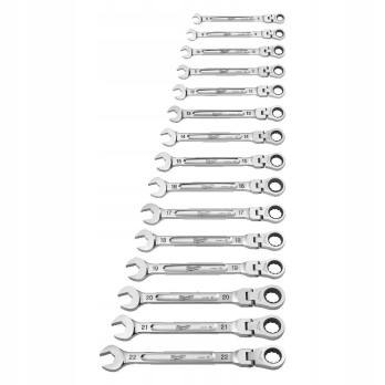 MILWAUKEE KLUCZE PŁASKO OCZKOWE Z GRZECHOTKĄ 8-22MM- 15 SZT.