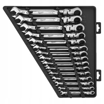 MILWAUKEE KLUCZE PŁASKO OCZKOWE Z GRZECHOTKĄ 8-22MM- 15 SZT.