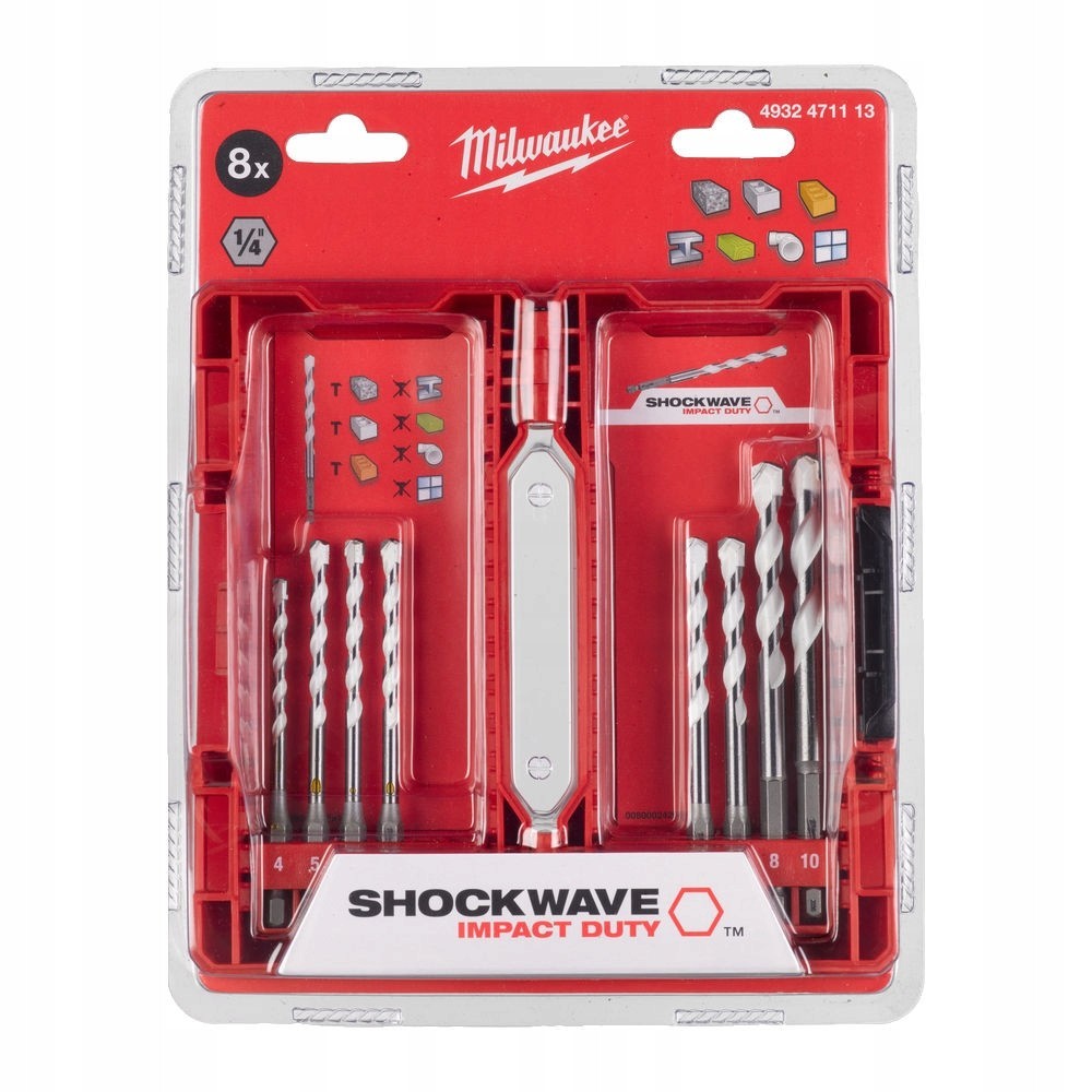 MILWAUKEE ZESTAW WIERTEŁ UNIWERSALNYCH 4-10MM 1/4"- 8 SZT.