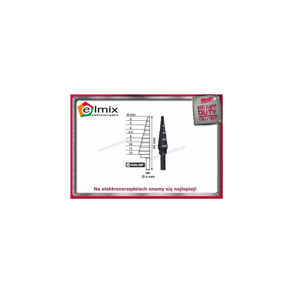 MILWAUKEE WIERTŁO STOŻKOWE STOPNIOWE 4-12 MM /1''