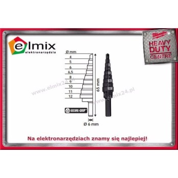 MILWAUKEE WIERTŁO STOŻKOWE STOPNIOWE 4-12 MM /1''