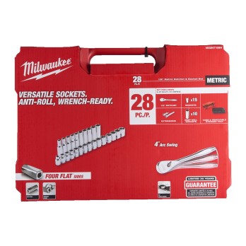 MILWAUKEE ZESTAW NASADEK Z GRZECHOTKĄ 1/2"- 28 ELEMENTÓW