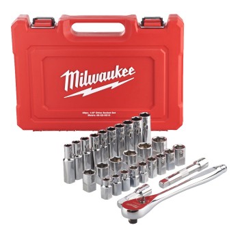 MILWAUKEE ZESTAW NASADEK Z GRZECHOTKĄ 1/2"- 28 ELEMENTÓW