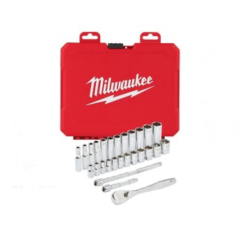 MILWAUKEE ZESTAW NASADEK Z GRZECHOTKĄ 3/8"- 32 ELEMENTY