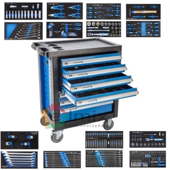 HOGERT TECHNIK SZAFKA NARZĘDZIOWA WÓZEK Z WYPOSAŻENIEM 252 ELEMENTY HOEGERT