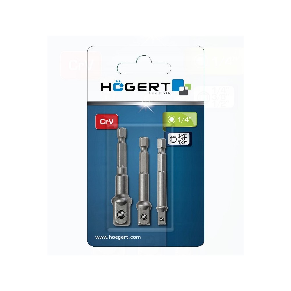 HOGERT TECHNIK ZESTAW ADAPTERÓW HEX DO NASADEK 1/4", 3/8", 1/2"