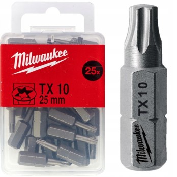 MILWAUKEE BIT STANDARDOWY DO ŚRUB TORX, TX10 x 25 MM- 25 szt.