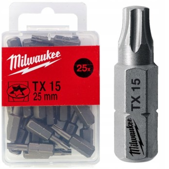 MILWAUKEE BIT STANDARDOWY DO ŚRUB TORX TX15 x 25 MM- 25 szt.