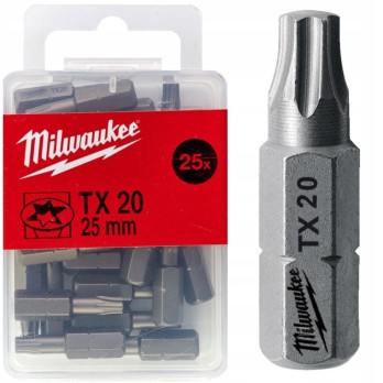 MILWAUKEE BIT TORX T20 X 25 MM 60 HRC- 25 szt.