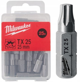 MILWAUKEE BIT STANDARDOWY DO ŚRUB TORX, TX25 x 25 MM- 25 SZT.