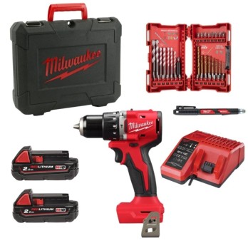 MILWAUKEE ZESTAW M18 BLPDRC-202C WIERTARKO-WKRĘTARKA WIERTŁA BITY WALIZKA