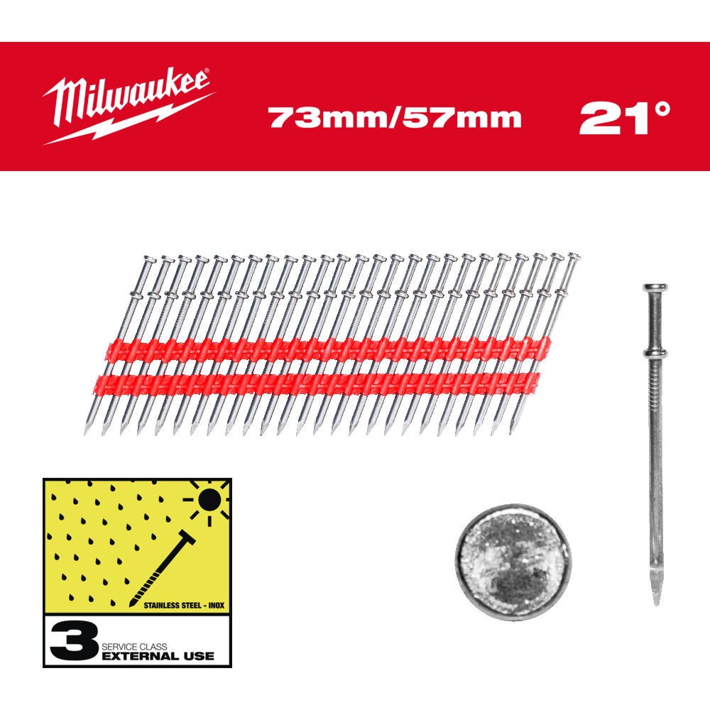 MILWAUKEE GWOŹDZIE DUPLEX Z OKRĄGŁYM ŁBEM 73/57MM- 2000 SZT.