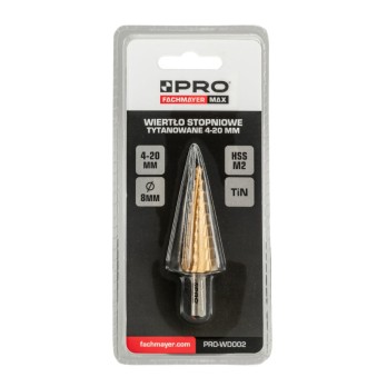 PRO WIERTŁO STOPNIOWE TYTANOWANE HSS M2 TIN 4-20 MM PRO-WD002