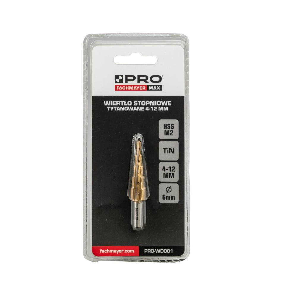 PRO WIERTŁO STOPNIOWE TYTANOWANE HSS M2 TIN 4-12 MM PRO-WD001