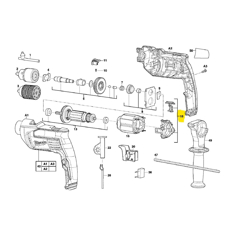 MILWAUKEE SZCZOTKI DO WIERTARKI UDAROWEJ PD705