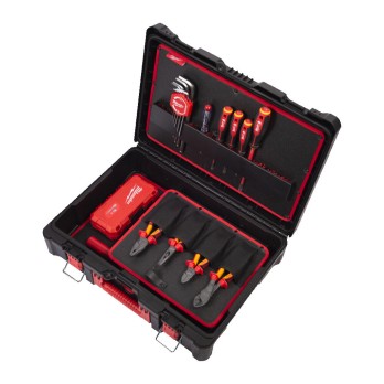 MILWAUKEE ZESTAW ELEKTRYKA SZCZYPCE WKRĘTAKI, NASADKI I KLUCZE, ŚCIĄGACZ IZOLACJI, PACKOUT- 62 ELEMENTY