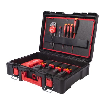 MILWAUKEE ZESTAW ELEKTRYKA SZCZYPCE WKRĘTAKI, NASADKI I KLUCZE, ŚCIĄGACZ IZOLACJI, PACKOUT- 62 ELEMENTY