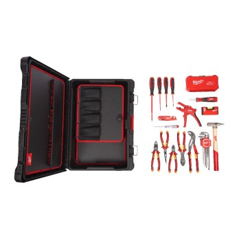 MILWAUKEE ZESTAW ELEKTRYKA SZCZYPCE WKRĘTAKI, NASADKI I KLUCZE, ŚCIĄGACZ IZOLACJI, PACKOUT- 62 ELEMENTY