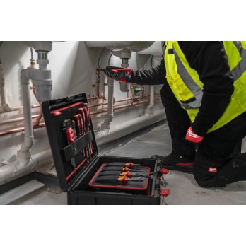 MILWAUKEE ZESTAW NARZĘDZI RĘCZNYCH ELEKTRYKA SZCZYPCE, WKRĘTAKI, KLUCZE, NASADKI, OBCINAK DO RUR, PACKOUT- 74 ELEMENTY