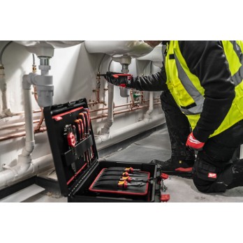 MILWAUKEE ZESTAW NARZĘDZI RĘCZNYCH ELEKTRYKA SZCZYPCE, WKRĘTAKI, KLUCZE, NASADKI, OBCINAK DO RUR, PACKOUT- 74 ELEMENTY
