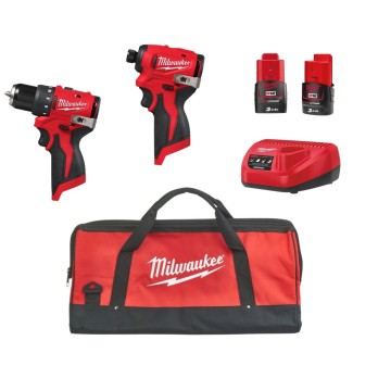 MILWAUKEE ZESTAW WIERTARKO-WKRĘTARKA, ZAKRĘTARKA UDAROWA M12 BLPP2D-302B