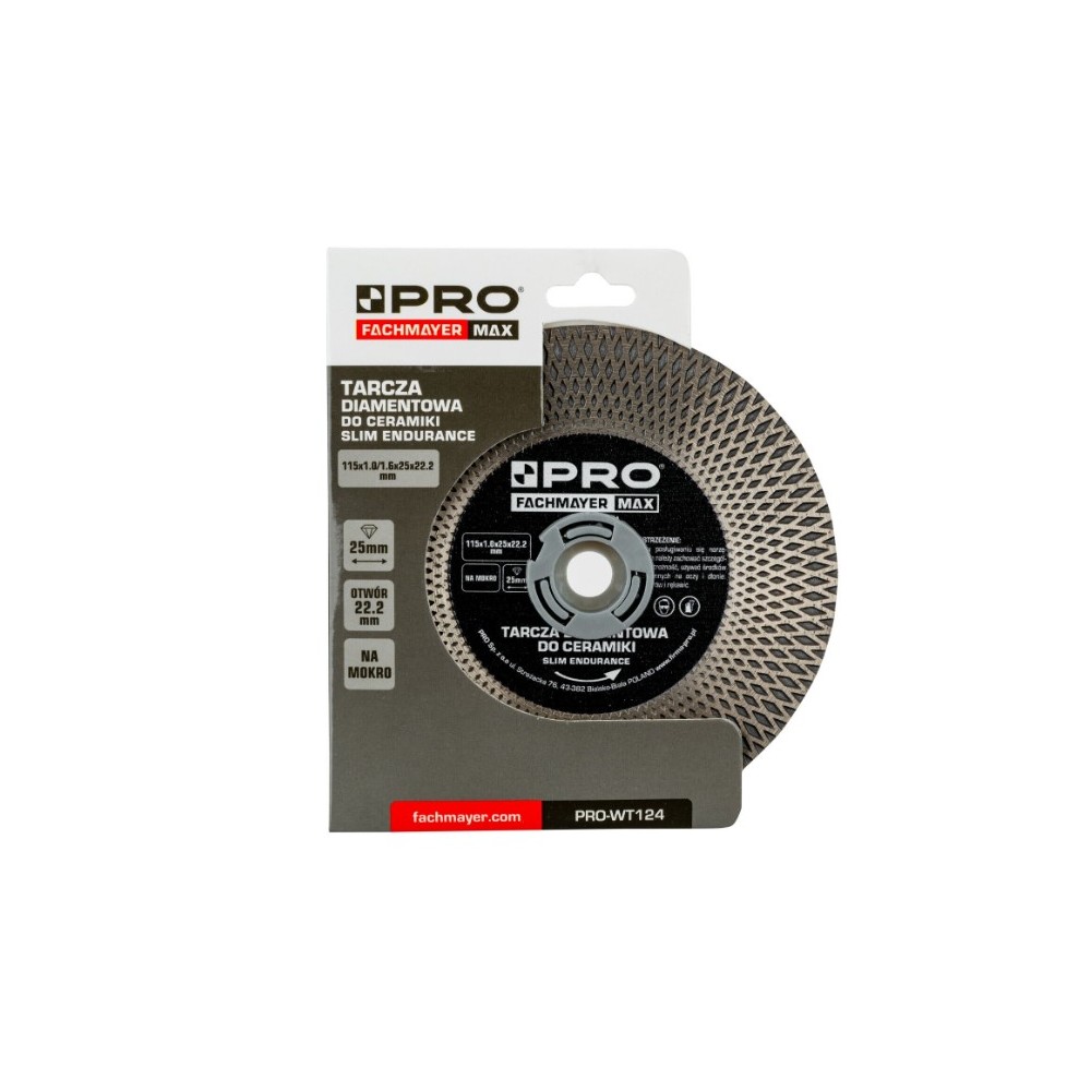 PRO TARCZA DIAMENTOWA DO CERAMIKI 115x1.0/1.6x25x22.2mm PRO-WT124