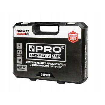 ZESTAW KLUCZY Z GRZECHOTKĄ PRO-WK405 1\2", 1/4"- 94 ELEMENTY
