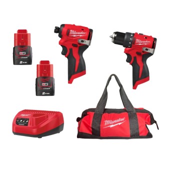 MILWAUKEE ZESTAW WIERTARKO-WKRĘTARKA, ZAKRĘTARKA UDAROWA M12 BLPP2D-202B