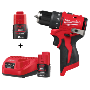OFERTA PROMOCYJNA MILWAUKEE BEZSZCZOTKOWA WIERTARKO-WKRĘTARKA M12 BLDDRC-0 2x AKUMULATOR 2.0Ah ŁADOWARKA