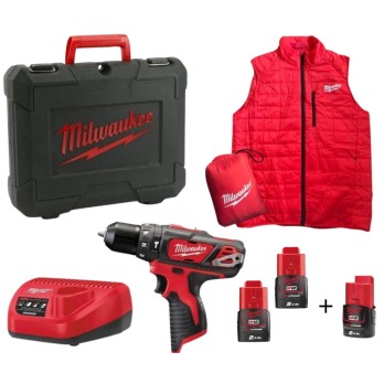 OFERTA PROMOCYJNA MILWAUKEE ZESTAW SUBKOMPAKTOWA WIERTARKO-WKRĘTARKA M12 BPDMC-202C + KAMIZELKA